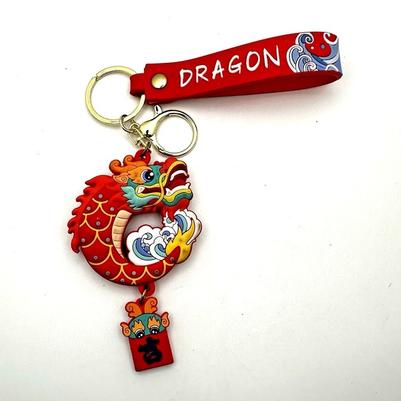 Accessories - Red Dragon Keychain Purse Charm Chinese Zodiac Silicone Bag Charm Lucky